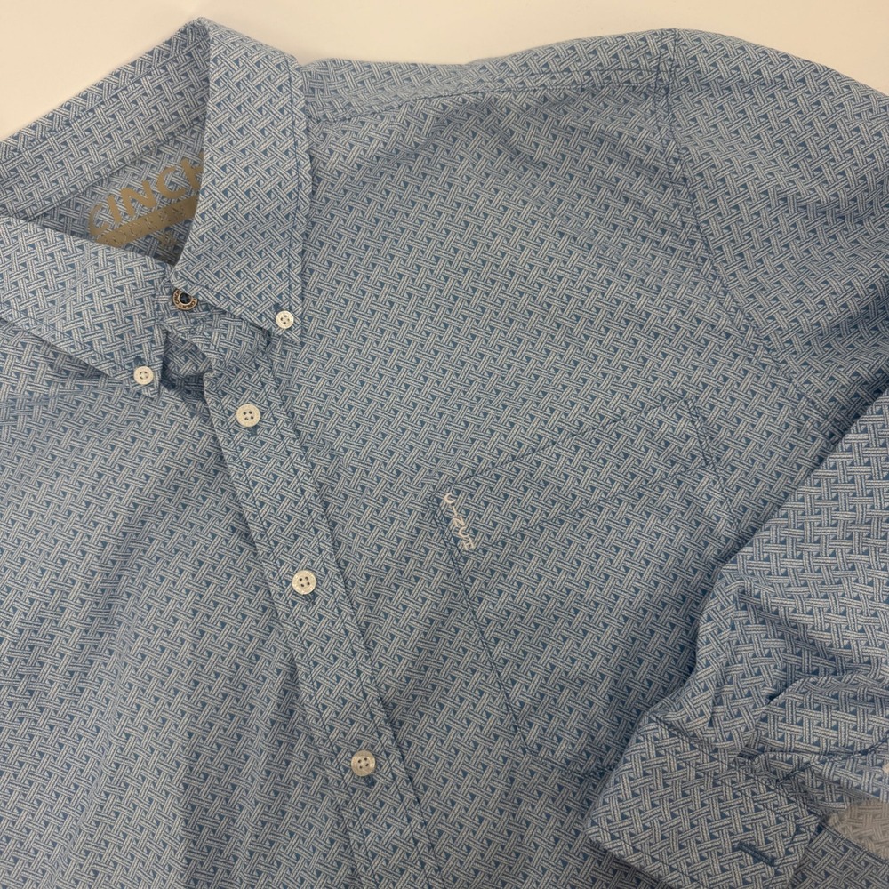 Cinch Modern Fit Mens XL Blue White Geometric Button Down Shirt MTW1347039
